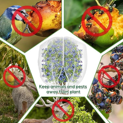 2PCS 4 x 5 ft Fruit Tree Netting Cover with Zipper and Drawstring,Garden Insect Netting Plant Cover Transparent Bird Plant Barrier Flower Fruit Mesh Screen for Preventing Deer Squirrel Bug