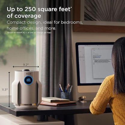 Shark Air Purifier for Home, NeverChange Compact Pro, for Bedroom, Nursery, Home Office, Dorm, HEPA-Exceeding Filter, Captures Pollutants, Pet Dander, Dust, Odor, Smoke, and More, HP072GN, Honeydew