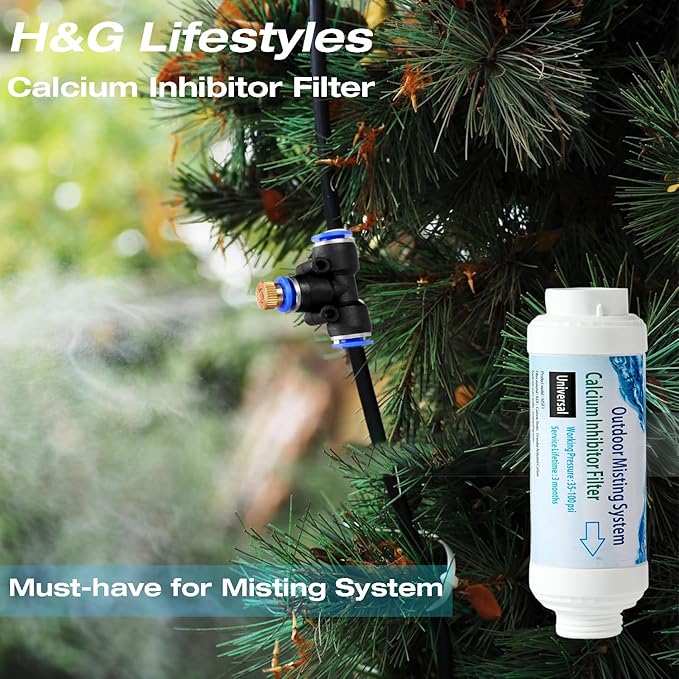 H&G lifestyles Calcium Inhibitor Filter for Misting System, Inline Garden Hose Water Softener, Reduce Hard Water Spots, Soften Water 3/4 GHT (Pack of 4)
