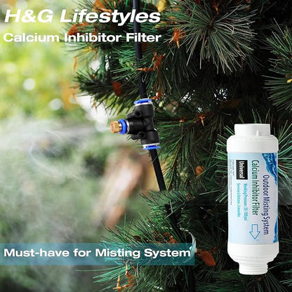 H&G lifestyles Misting System Calcium Inhibitor Filter for Patio Misters Inline Water Filter Effectively Reduce Hard Water Spots, Soften Water, Upgraded Formula