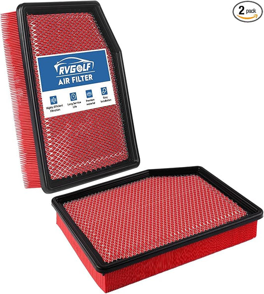 2PCS Engine Air Filter Fit for 2019-2026 Cadillac Escalade＆Chevrolet Silverado 1500,＆GMC Sierra 1500＆Suburban＆Tahoe Air Filter Replacement Engine Filter# 84121217 CA12404