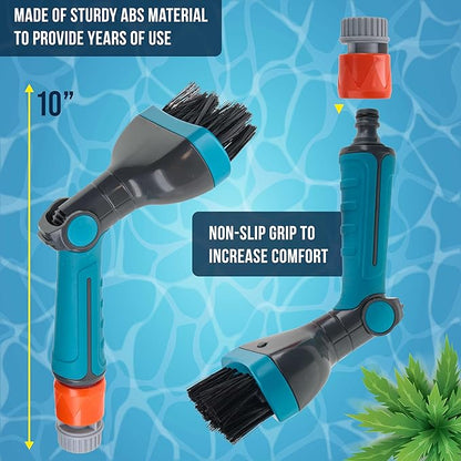U.S. Pool Supply Cartridge Pool Filter Cleaner Tool - Spa Filter Cleaner for Hot Tub Pool, Water Jet Spray Angled Brush Head Cleaning Wand, Clean Dirty Cartridges, Dirt Debris, Garden Hose Connector