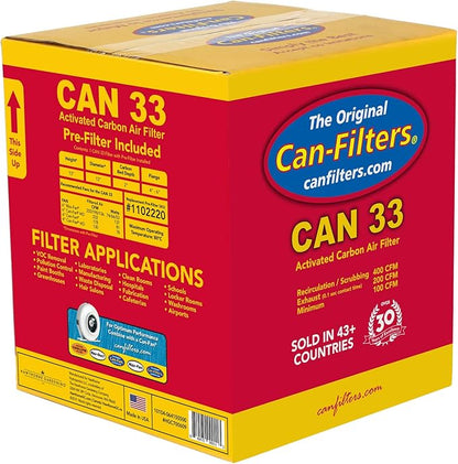 Can Filter 358621 Original 33 Carbon Air Filter Without Flange, 200 CFM, 1 Count (Pack of 1), Silver/White