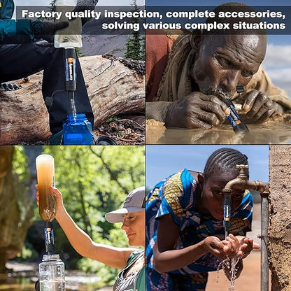 Straw Water Filter 5 Pack – Outdoor Camping & Hiking Survival Gear Kit for Family Use, Ultra-Light Personal Filter Straws for Backpacking, Travel, Bug-Out Bags and Emergency Preparedness
