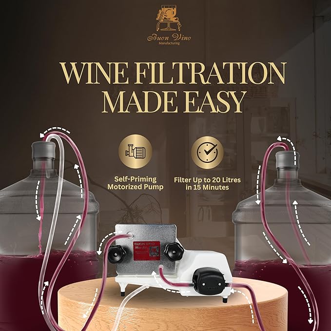 Buon Vino Mini Jet Wine Filter - Easy Bottle Filteration Brewing Kit - Simple Automatic Machine Accessories - Brew System Gadgets - Portable Homebrew Supplies - Electric Mini Whisk Filters Equipment