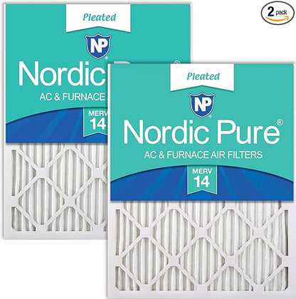 Nordic Pure 20x30x1 (Actual Size: 19 5/8 x 29 5/8 x 3/4) Pleated MERV 14 Air Filters 2 Pack