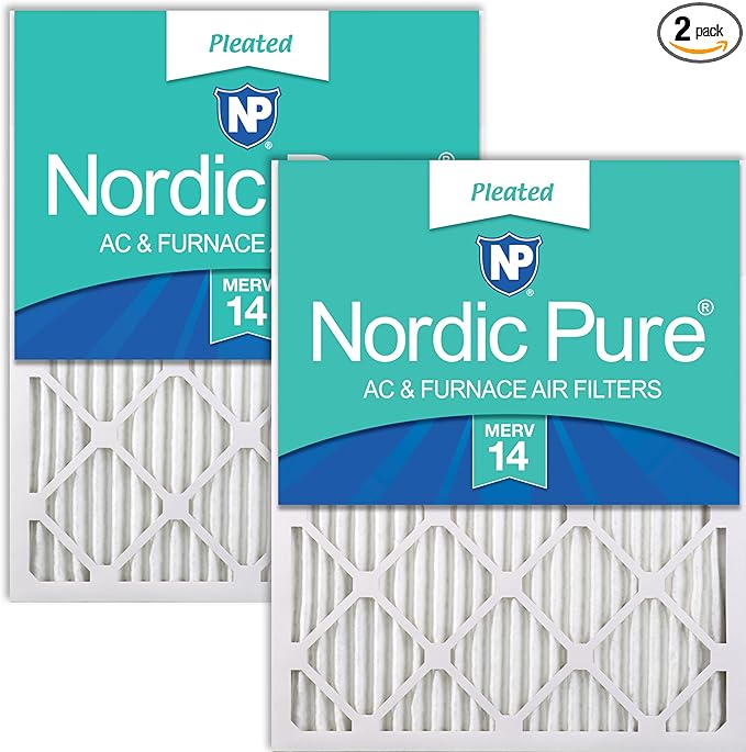 Nordic Pure 16x20x1 (Actual Size: 15 1/2 x 19 1/2 x 3/4) Pleated MERV 14 Air Filters 2 Pack