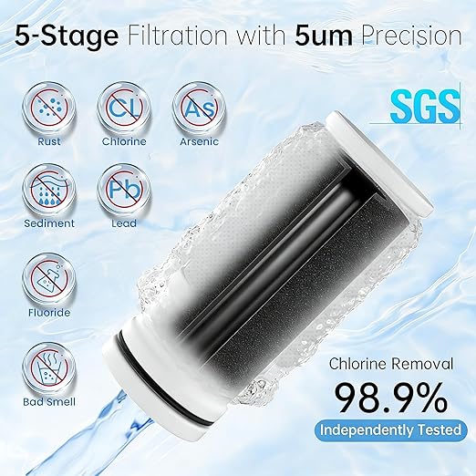 Vortopt Advanced Sink Faucet Filter,NSF Certified Faucet Installation System,400 Gallon Capacity,Can Reduce 99% Chlorine and Odors,with 1 Water Filter（T1-White）