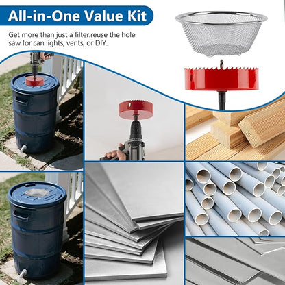 5" Rain Barrel Mesh Cover - Aluminum Insect & Debris Screen for Barrels Collecting Rainwater from Gutters