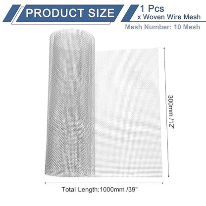 uxcell 10 Mesh 39" x 12" Woven Wire Mesh, 304 Stainless Steel Air Vent Filter Screen, Window Screen Mesh for DIY Projects Vents Cover Filtration Animals Fence