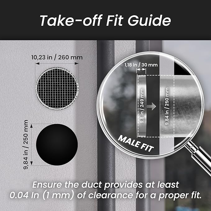 Repa Market Ø10 Inch Duct Cover – Galvanized Steel Round Duct Cap with Mesh Screen – HVAC Exhaust or Intake Vent – Exterior Pipe Air Outlet – Spiral Ventilation Ducting Metal End Plug