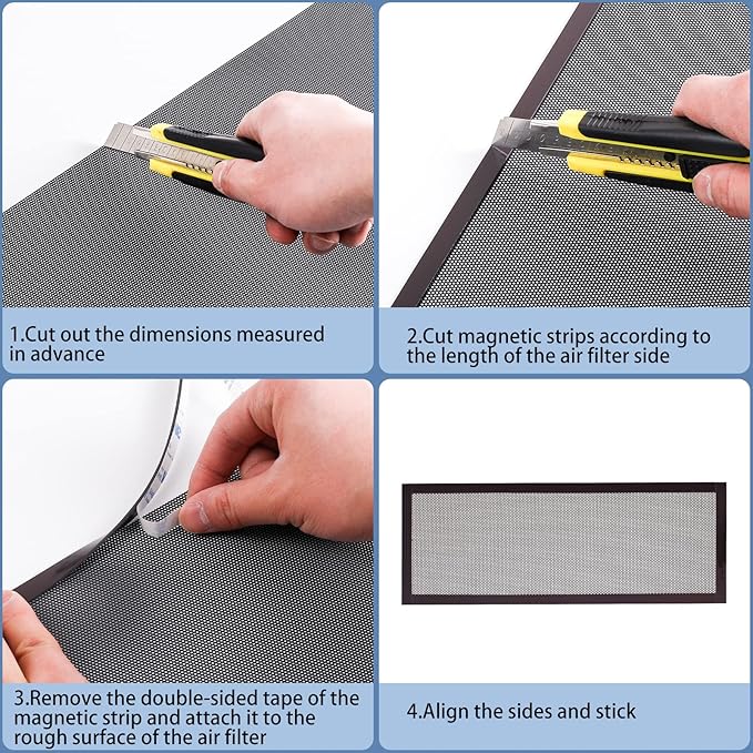 [4 Pack] 400x300mm DIY PC Case Dust Filter, 1.2mm Hole, PVC Dustproof Mesh Filter Cover with Magnetic Strip for Computer PC Case