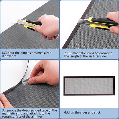 [4 Pack] 400x300mm DIY PC Case Dust Filter, 1.2mm Hole, PVC Dustproof Mesh Filter Cover with Magnetic Strip for Computer PC Case