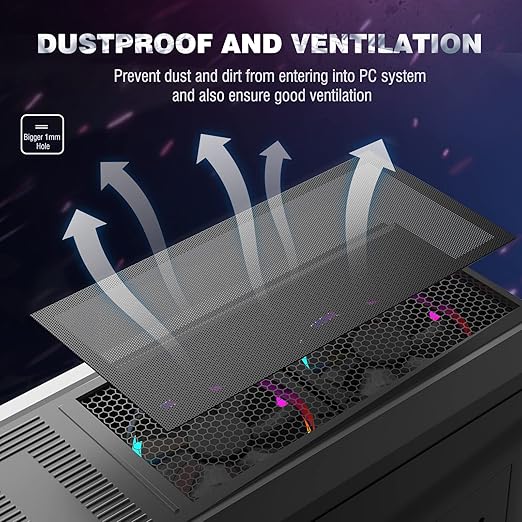 MoKo 400x300mm DIY PC Case Dust Mesh Filter, [4 Pack] PVC Dustproof Magnetic Dust Filter Cover, PC Mesh Grill with Magnetic Frame Strip Computer Cooler Fan Dust Filter for Computer PC Case, Black