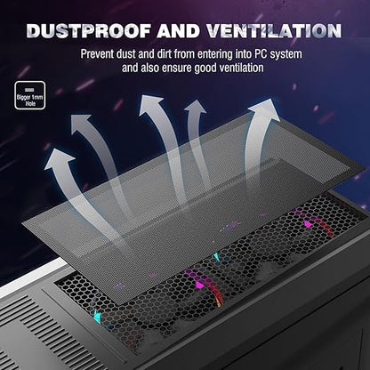 MoKo 400x300mm DIY PC Case Dust Mesh Filter, [2 Pack] PVC Dustproof Magnetic Dust Filter Cover, PC Mesh Grill with Magnetic Frame Strip Computer Cooler Fan Dust Filter for Computer PC Case, Black