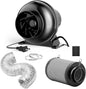 InfiniPower 4 Inch 230 CFM Inline Ventilation Fan, 4" Black Air Carbon Filter and 4 Inch 8 Feet Aluminum Ducting, Combo for Grow Tent, Greenhouse, Kitchen, Attic, Black
