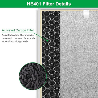HE401 Filter Replace for Shark Air Purifier 4 Replacement Filter Compatible with Shark 4 HE401 HE402 HE405 HE400