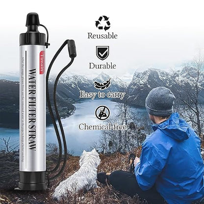4 Pack Timain 4-Stage Filtration,High Flow Rate Water Filter Straws,Water Purifier Survival for Emergency Kits,Travel,Camping, Hiking,Fishing,Hunting (4)