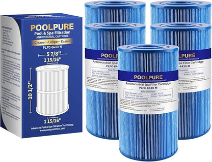 POOLPURE PLFC-6430-M Spa Filter Replaces Watkins 31489, Compatible Pleatco PWK30-M, Filbur FC-3915M, P/N0969601, 71825, 73178, 73250, 5 Pack