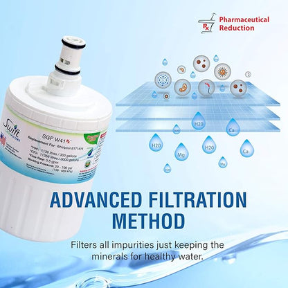Swift Refrigerator Water Filter Compatible with Whirlpool EDR8D1,FILTER 8,46-9002, 8171413, 8171414 Made in USA SGF-W41 (2 Pack)