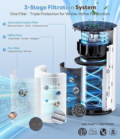 Genuine Replacement Air Purifier Bacterial Absorption Filter for HAP609 Air Purifier Filter, 3-Stage Filtration Repacement for High-Efficient Filtration, 1 Pack, Green