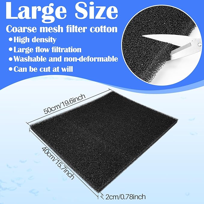Aquarium Filter Pad - Aquarium Filter Media, Aquarium Filter Floss,15.7 x 19.6in Filter Pad, Filter Floss for Fish Tank, Aquarium, Ponds,Garden，Saltwater, Fershwater,Plant, Trutle(Black)