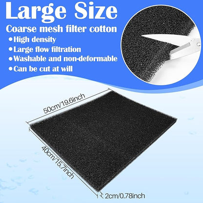 Aquarium Filter Pad - Aquarium Filter Media, Aquarium Filter Floss,15.7 x 19.6in Filter Pad, Filter Floss for Fish Tank, Aquarium, Ponds,Garden，Saltwater, Fershwater,Plant, Trutle(Black)