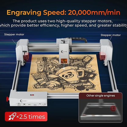 JL9 20W Laser Engraver and Cutter with Air Assist, Laser Engraving Machine for Wood Metal Acrylic Glass Stone, Powerful DIY CNC Laser Cutter 11.8" x 11.8" 20000mW Class1