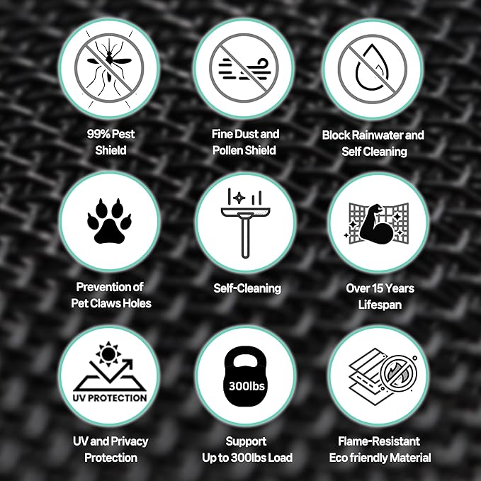 Premium Window Screen Replacement DIY KIT 39" 51" Blocks Rain, Pet Scratch, Pollen, Fine Dust 99%, 30Mesh Durable New Material, DIY Tools Included (39in X 190in-Magnet KIT)