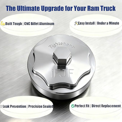 iFJF 68065612AA Fuel Filter Housing Cover Cap Replacement for 2011-2024 Ram 6.7L 2500 3500 4500 5500 2010 DODGE RAM 2500 3500 PICKUP DODGE RAM 4000-5000 Cummins Diesel Engine Billet Aluminum(Silver)