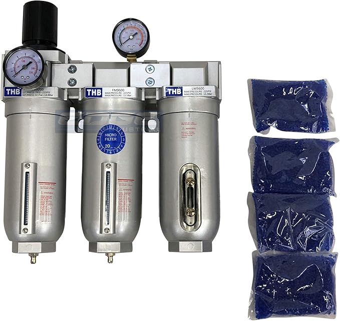 SUPER HEAVY DUTY HIGH FLOW AIR FILTRATION SYSTEM, 2 STAGE PARTICULATE FILTER PLUS OIL REMOVING COALESCING FILTER COMBINATION (3/4" NPT, MANUAL DRAIN)