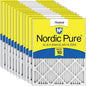 Nordic Pure 20x20x1 (Actual Size: 19 1/2 x 19 1/2 x 3/4) Pleated MERV 10 Air Filters 12 Pack