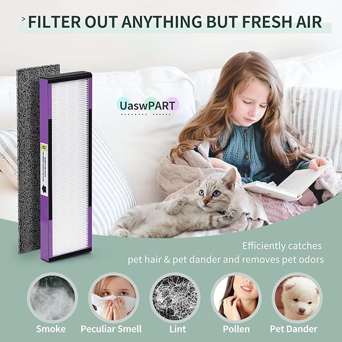 FLT4850PT HEPA Filter B Replacement Compatible with Guardian Technologies Filter B for Models AC4850PT, AC4825, AC4300BPTCA, CDAP4500BCA, AC4820, AC4900 and More, 4x H13 HEPA + 6x Pre-Filters