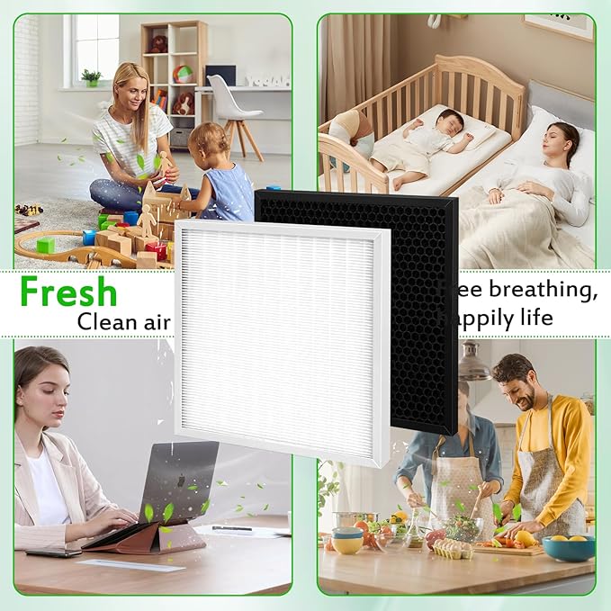 4-Pack X-2480A Replacement Filters Compatible with Xpower Pro Clean X-2480A and X-2580 Mini Air Purifiers 2 HEPA Filters + 2 Activated Carbon Filters Upgraded Version (2)