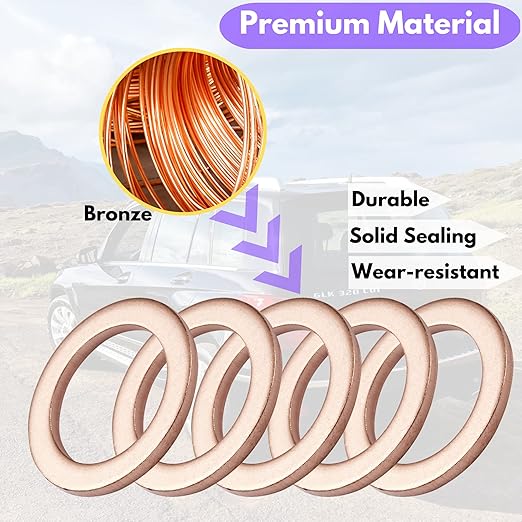 25PCS Copper Oil Drain Plug Gasket Replacement for Mercedes Benz Crush Washer Seals 007603-014106 (M14-BENZ)