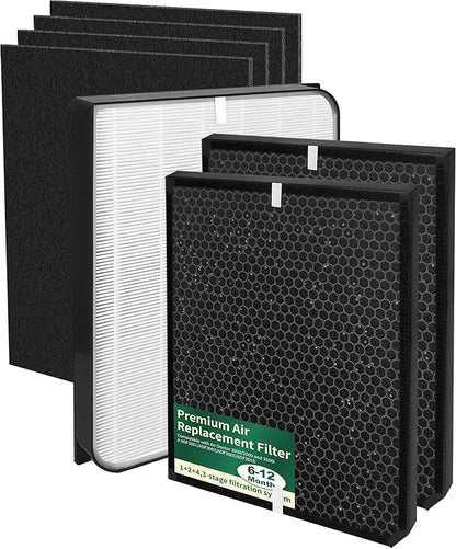 AD3500 Replacement Air Filter Compatible with AIRDOCTOR Air purifiers 3000, 3500, 3500i. Includ-1 Efficiency Filter, 2 Activated Carbon Filters, 4 Per-Filters，Compare to Part # ADF3001