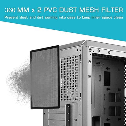 360mm 120mm x 2 PC Fan Dust Mesh Filter 4.72inch PVC Computer PC Case Dust Proof Filter Cover Magnetic Black 2-Pack