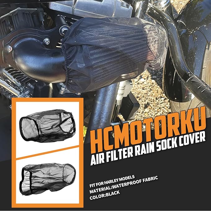 Air Filter Rain Sock Cover Dustproof Waterproof Fit For Harley FLHR FLHX Road King Street Glide Softail Sportster 1200 883 Dyna For Cone Air filter