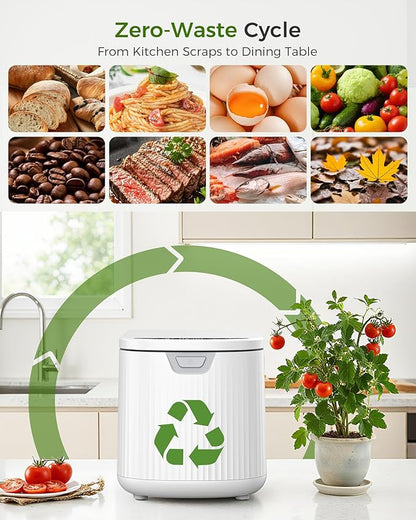 Electric Composter for Kitchen, 2.5L (Max 3.3L) Smart Electric Kitchen Composter with Auto-Cleaning | Odorless | Low Noise | LED Display, Turns Food Waste to Fertilizer, Food Recycler for Home