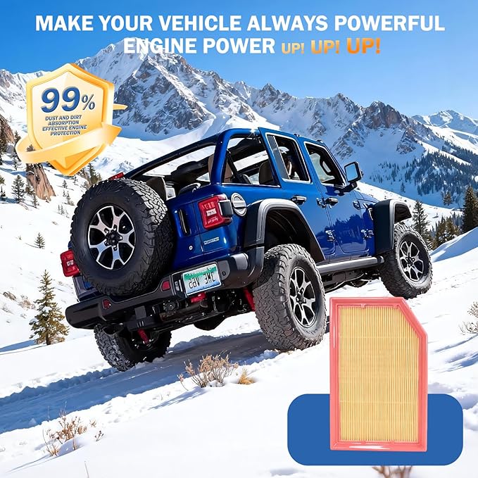 Cabin & Engine Air Filter Set Accessories for Jeep Wrangler 2018-2025 2026, Jeep Gladiator 2020-2025 2026 Activated Carbon Automotive Engine Cabin Air Filter Replacement for 68257030AA 68301863AA