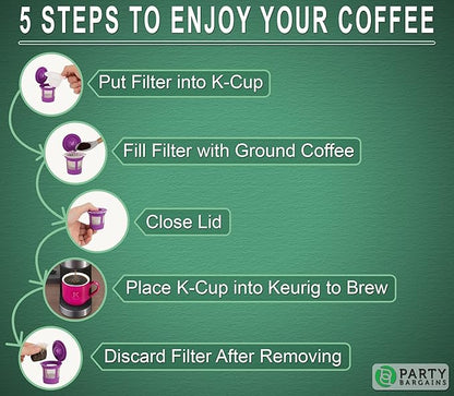 PARTY BARGAINS 600 Compact White Coffee Filter Liners – Disposable, Compatible with Keurig Brewers & K-Cup Reusable Pods, Single-Serve Paper Filters