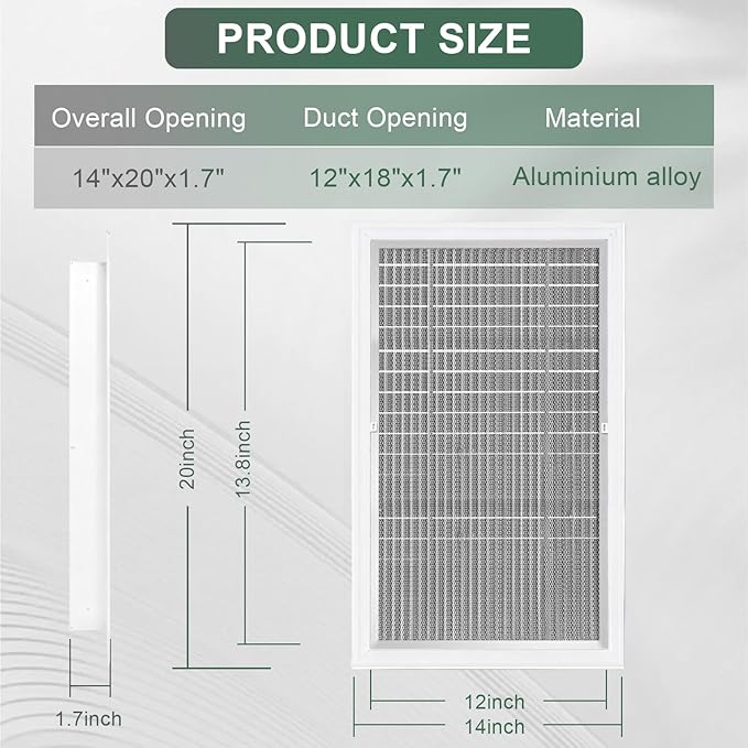 14"x20" Aluminum Gable Vent,Filter Screen for Removable,Never Rust, Heat Dissipation & Condensation Prevention,Ideal for Shed, Attic, Wall, Door & Shipping Container-Vent Opening: 12" x 18"