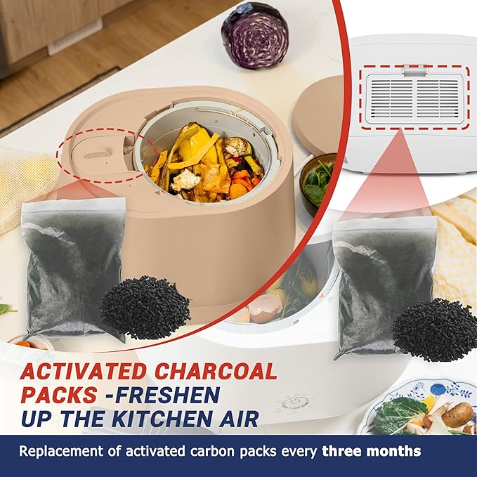 4-Pack (2 Pounds) Odor Absorbing Filter Refills for Lomi Kitchen Composter, Replacement Activated Charcoal Filters, Compatible with Lomi Electric Countertop Compost Bin Charcoal Refill
