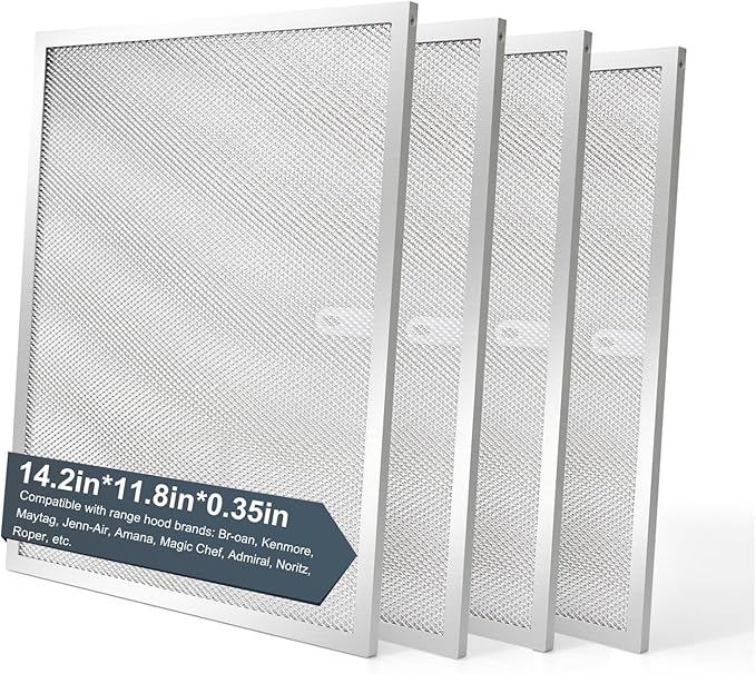 BPS1FA30 Range Hood Grease Filter 11-3/4" x 14-1/4" (4-Pack) Multi-layer Aluminum Mesh Filter,Replaces 99010299 NuTone Allure 30" WS1 QS2 and Broan QS1 30" by oneket