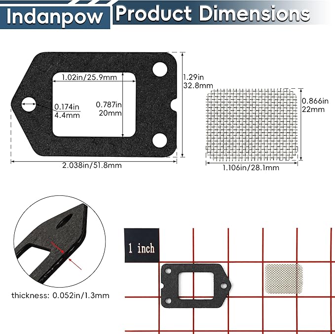 SRM-225 Spark Screen and Gasket Compatible with Echo 14586240630 Muffler Spark Arrestor Screen and 14586642031 Muffler Gasket (3 set)