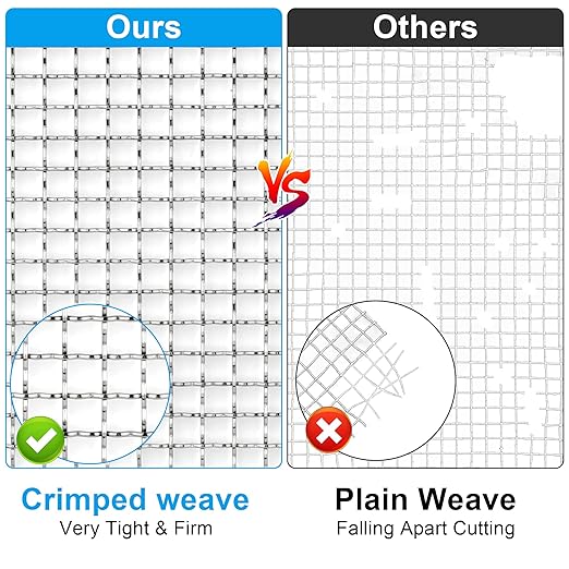 Valchoose Upgraded 2Pack Mesh Screen Crimped 304, 5 Mesh 11 X 14.2 inch, Not Easy Falling Off Metal Mesh Woven, Pretty Sturdy Wire Mesh Not Rusty, Stainless Steel Mesh Flexible, Heat Resisting