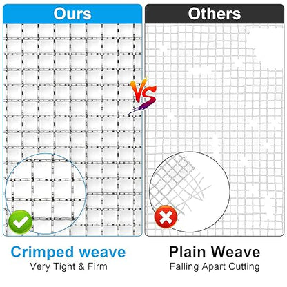 Valchoose Upgraded 2Pack Mesh Screen Crimped 304, 5 Mesh 11 X 14.2 inch, Not Easy Falling Off Metal Mesh Woven, Pretty Sturdy Wire Mesh Not Rusty, Stainless Steel Mesh Flexible, Heat Resisting