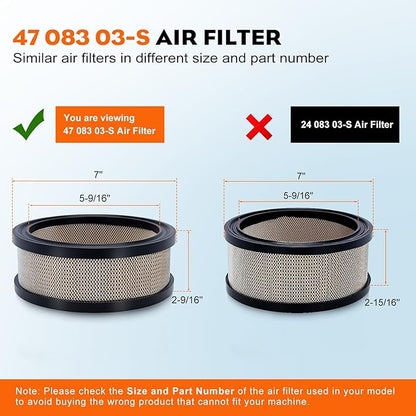 Hipa 47 083 03-S Air Filter for Kohler CH730-CH740 K301 K241 K321 K341 CH20 CH18-CH25 CV724-CV740 CV17-CV23 47 883 03-S1 Engines