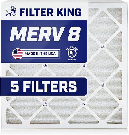 Filter King 30x32x2 Air Filter | 5-PACK | MERV 8 HVAC Pleated A/C Furnace Filters | MADE IN USA | Actual Size: 29.5 x 31.5 x 1.75"