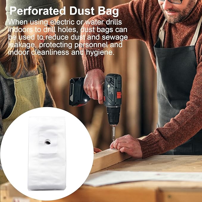 Drill Dust Cover Collector – Hole Cutter Dust Bag, Drill Debris Collector | 100PCS Installation Dust Control Bag, Dust Blocker Kit for Concrete Wall Boring, Efficient Seall Pouch for Corded Drill Use